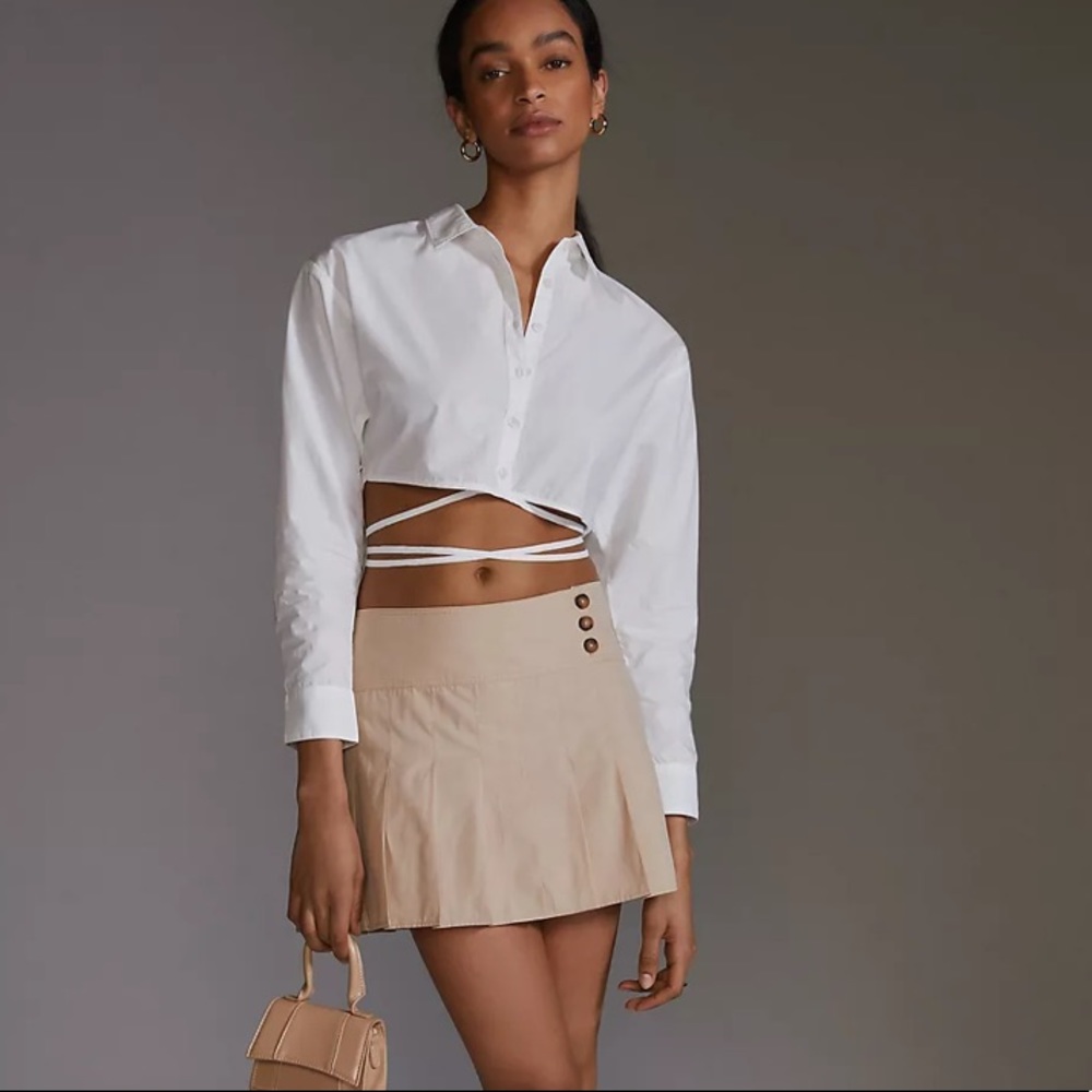 NWT Anthropologie Light Cotton Pleaded Mini Skirt